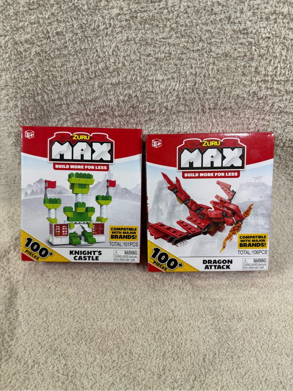 ZURU MAX Building Blocks Bundle Knight’s Castle & Dragon Attack 207 Pieces